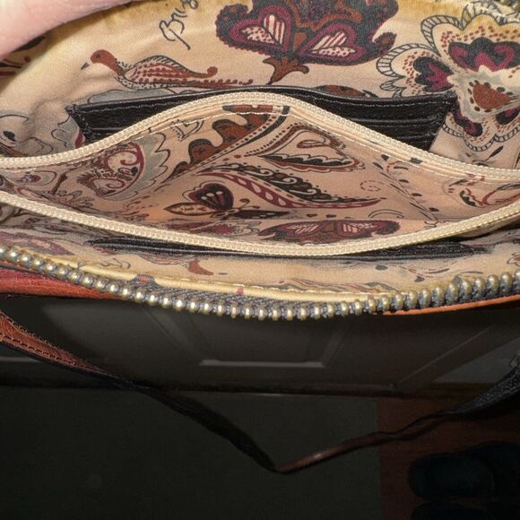 Brighton Adjustable Crossbody Small Brown Croc Embossed Purse Bag Organizer - Picture 7 of 10